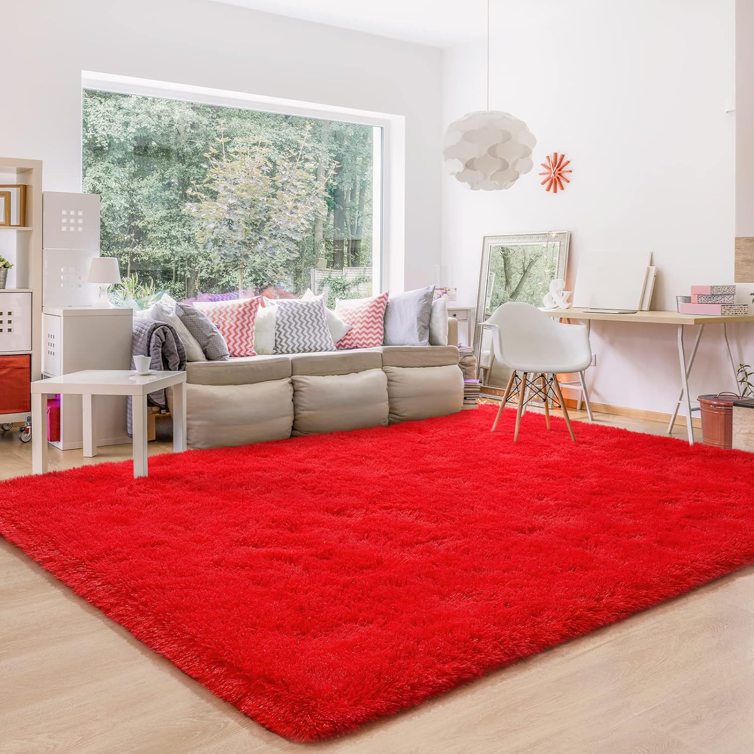 Super Soft Fluffy Carpet Area Rugs for Living Room, Bedroom Shaggy Large Rugs Modern Floor Carpet, with Anti-slip Sticker 1.5 cm thick, 160x200cm Size