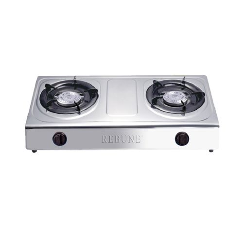 CLEARANCE OFFER Rebune Table Top Stainless Steel 2 Burner Gas Cooker
