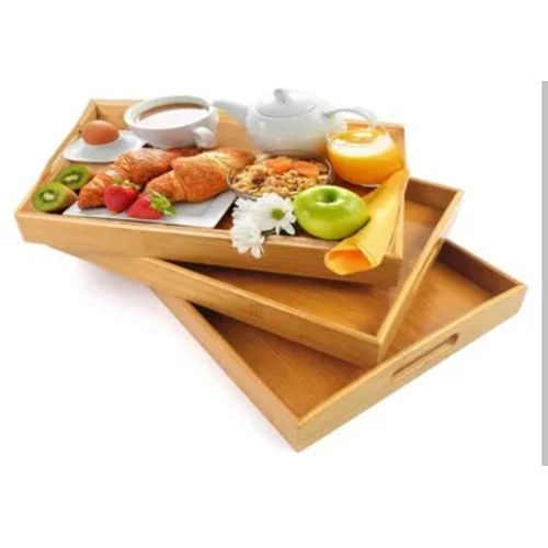 CLEARANCE OFFER 3Pcs Bamboo Wooden Serving Tray Set