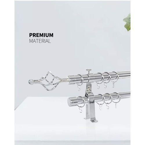 CLEARANCE OFFER Extendable Curtain Rods Black Double Adjustable + FREE Holders And Screws
