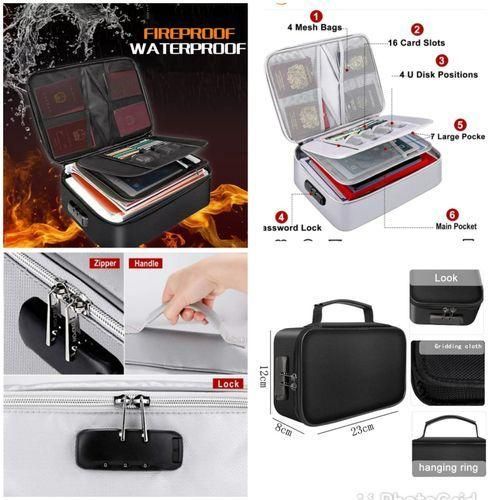 CLEARANCE OFFER File Fireproof Document Organizer Bag+Lock Home Office Safe Water Resistant