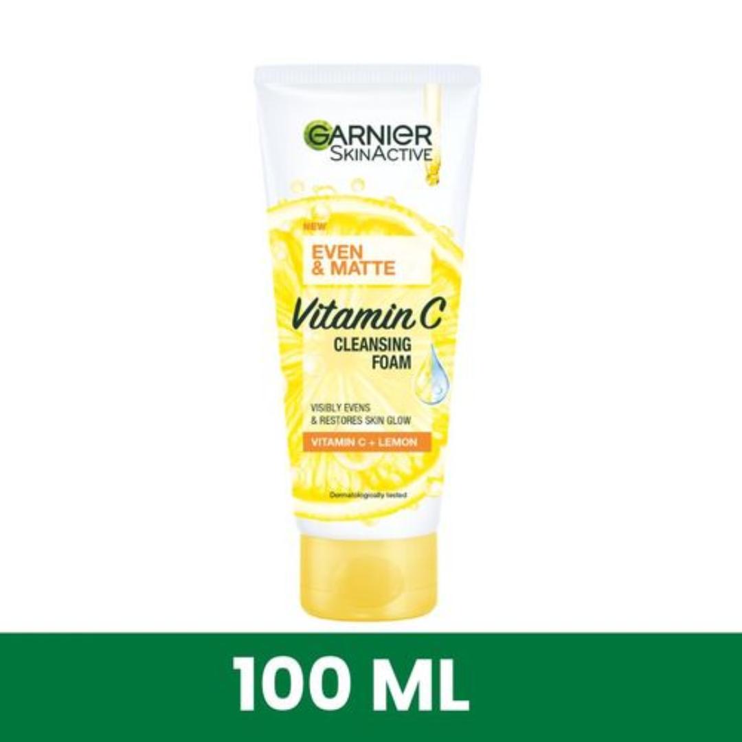 Garnier Even & Matte Cleansing Foam 100ml with Vitamin C and Lemon - Visibly Even and Restores Skin Glow