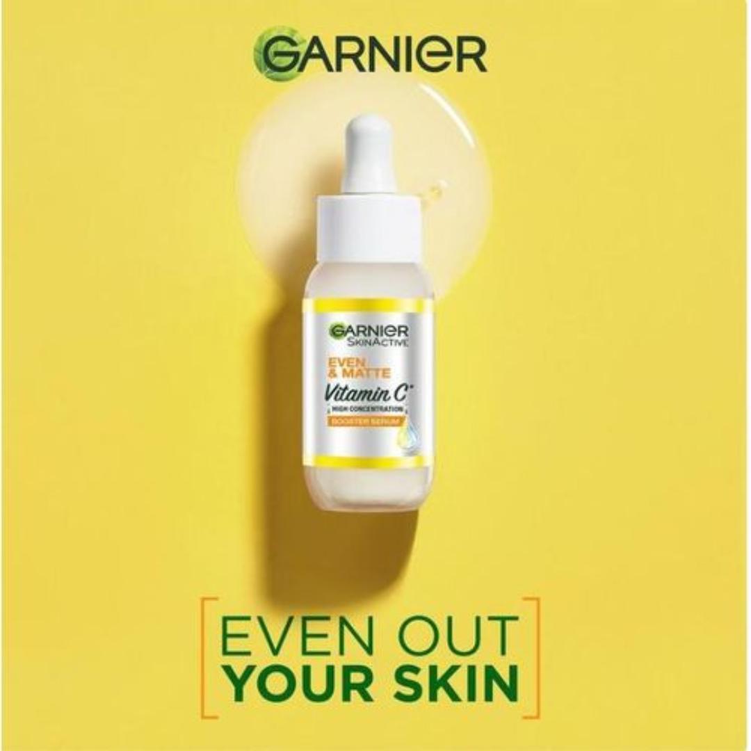 Garnier Twin Pack Even & Matte Vitamin C Brightening Booster Face Serum with Niaciniamide + Salicylic Acid to Correct Dark Spots - 30ml