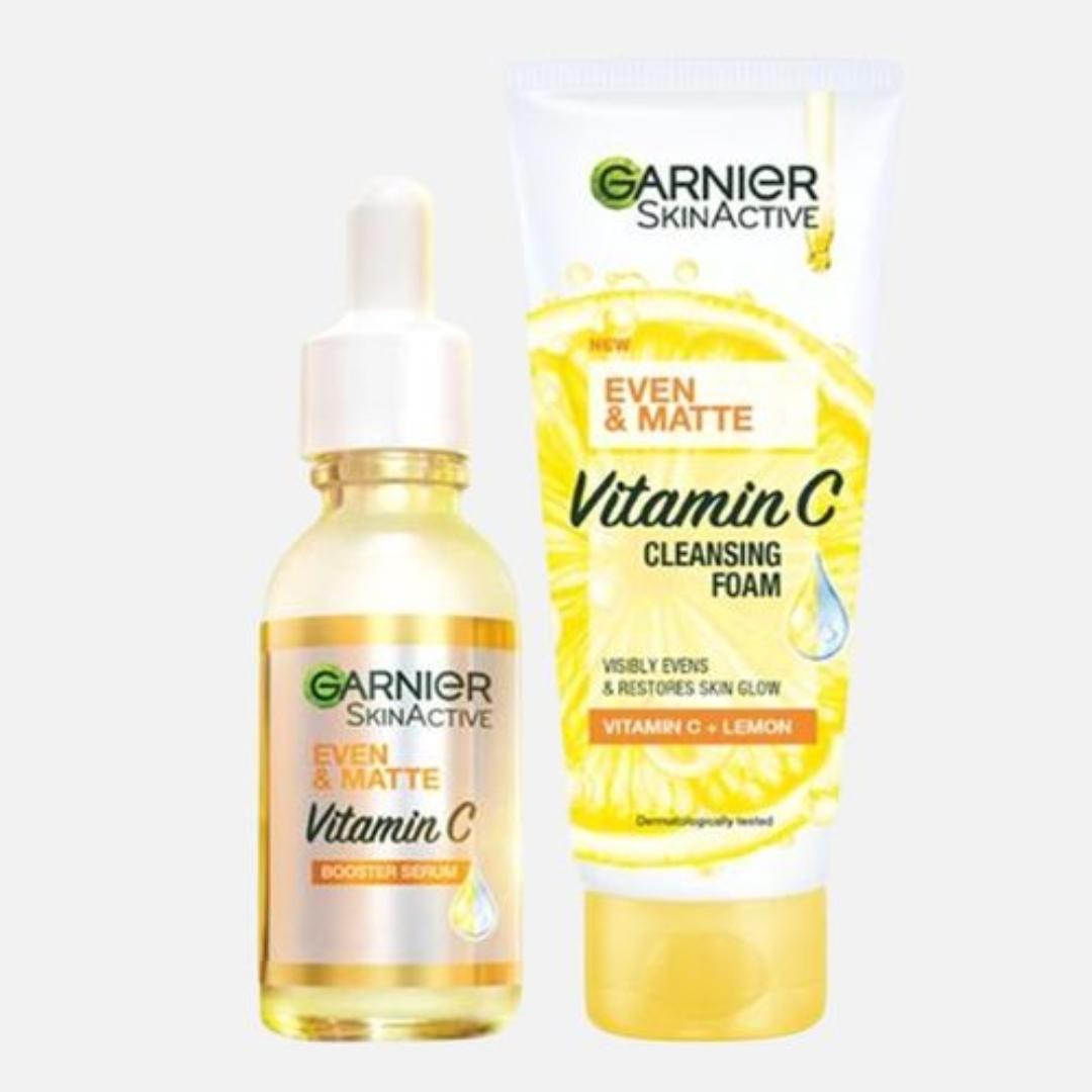 Garnier Even & Matte Day Cleanse & Treat Starter Pack: Day Serum 15ml + Cleansing Foam 50ml