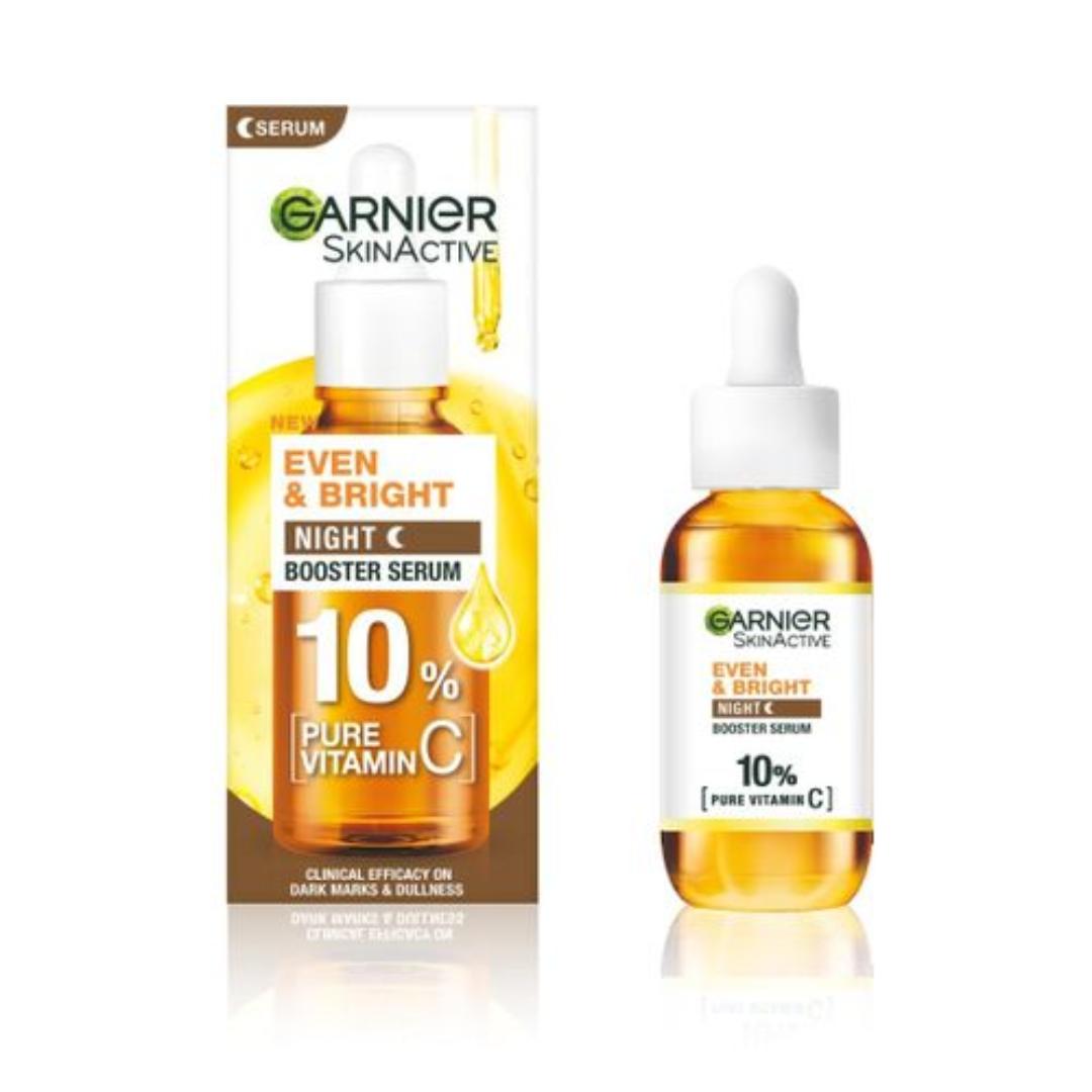 Garnier Even & Bright Night Booster Brightening Serum With 10% Pure Vitamin C - Significantly Reduced Dark Marks Appearance - 30ml