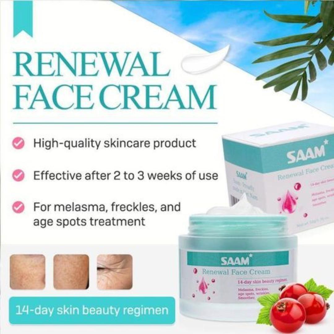 Renewal Face Cream is designed for individuals looking to revitalize their skin within a short time frame. This dermatologist-formulated cream targets multiple skin concerns such as melasma, freckles,