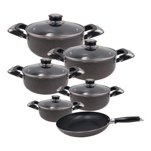 Jamespot 11Pieces Heavy Non-Stick Granite Cooking Pot Sufuria Set- Cookware Set With A Pan And Glass Lid