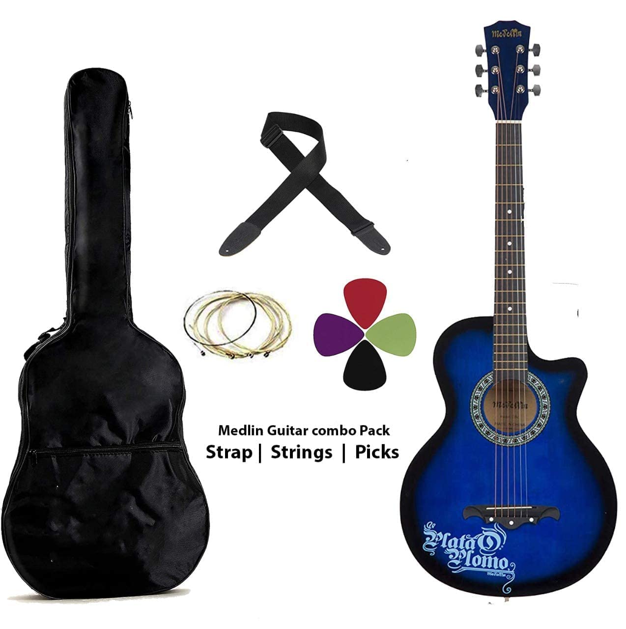 Medium Sized Acoustic Guitar 38 Inch Blue