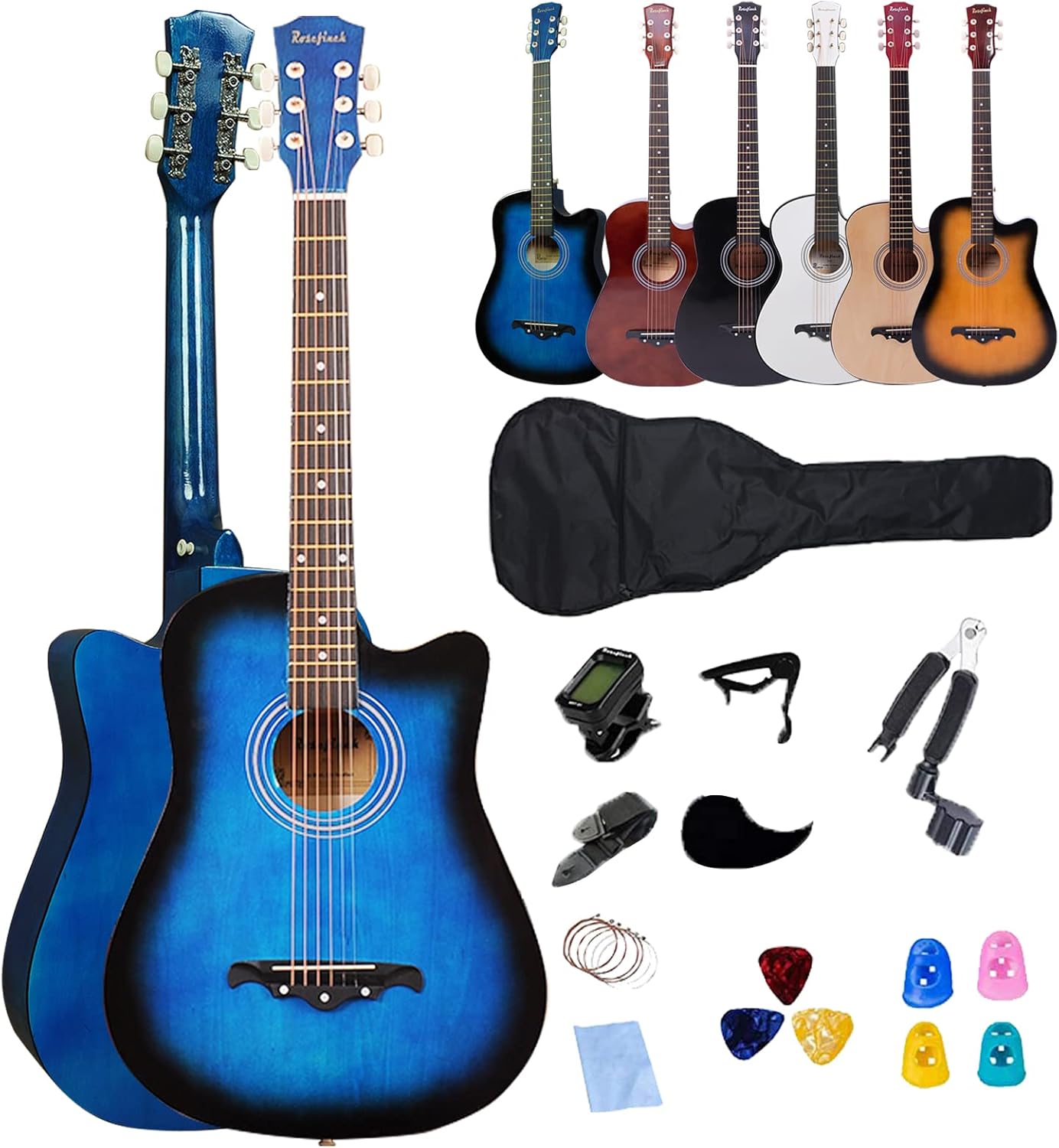 Medium Sized Acoustic Guitar 38 Inch Blue