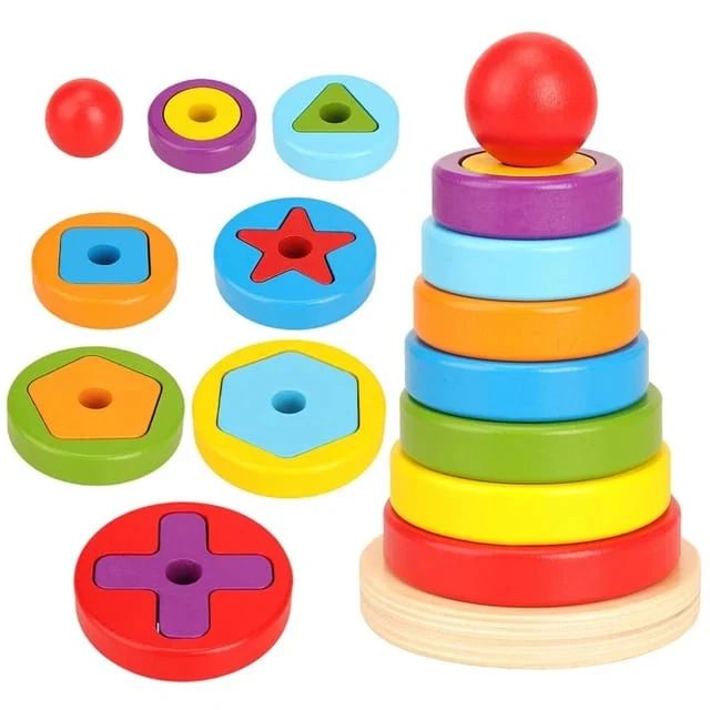 Kids Play Puzzle Game Kids Toys Rainbow Tower Pyramid
