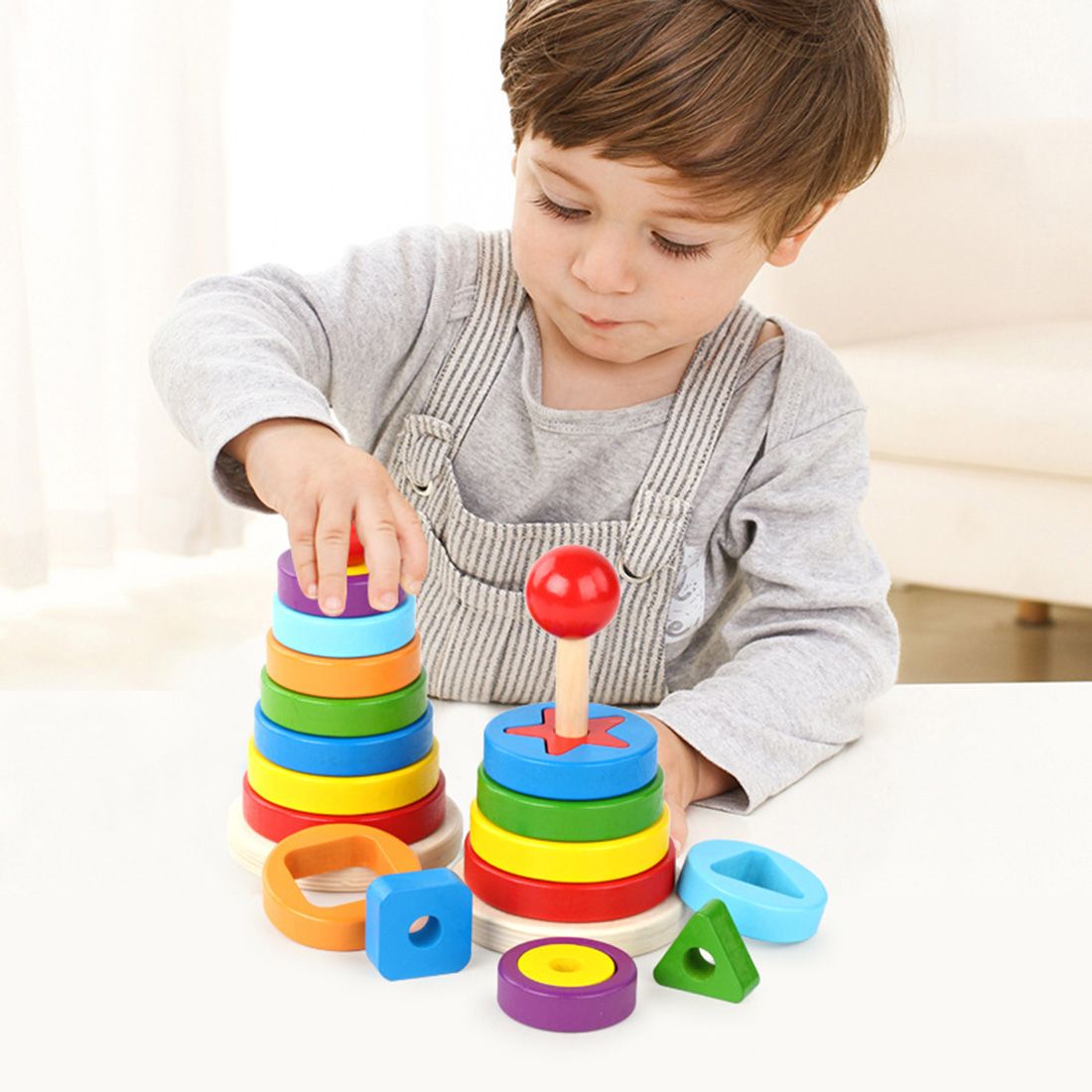 Kids Play Puzzle Game Kids Toys Rainbow Tower Pyramid