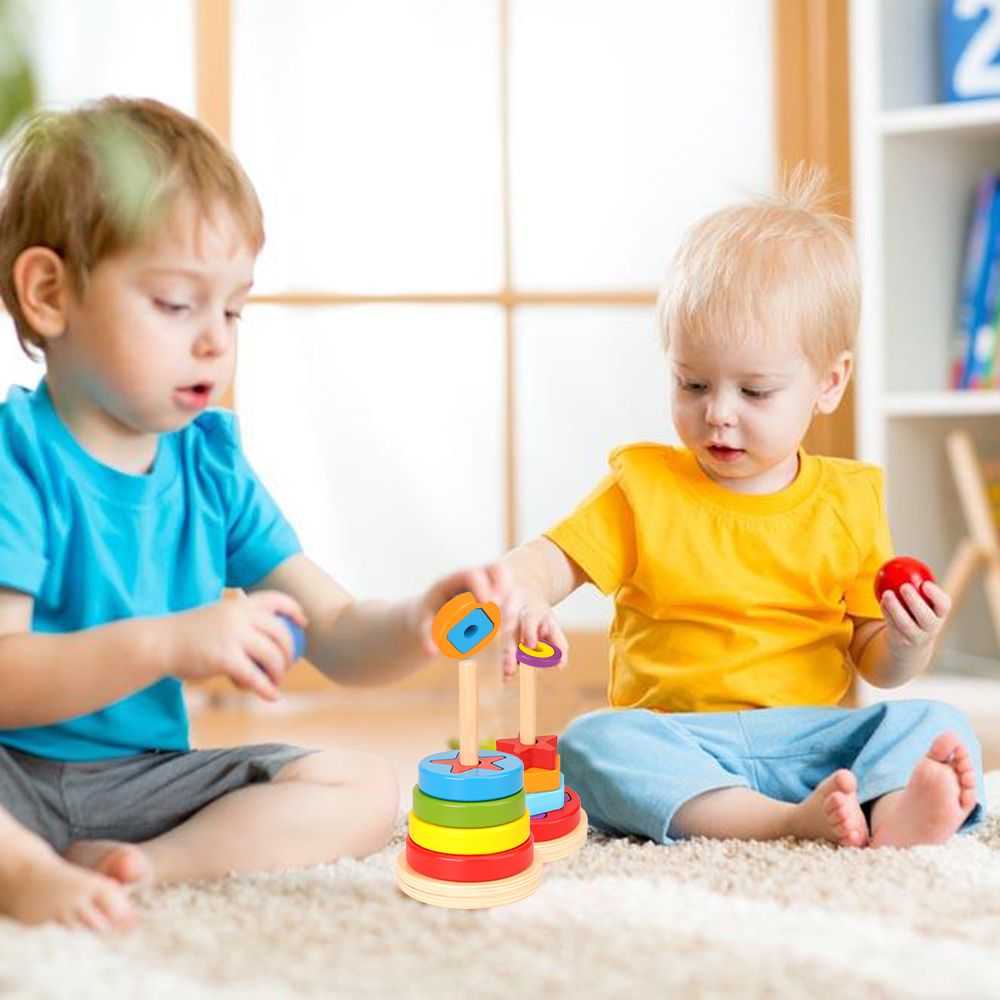 Kids Play Puzzle Game Kids Toys Rainbow Tower Pyramid