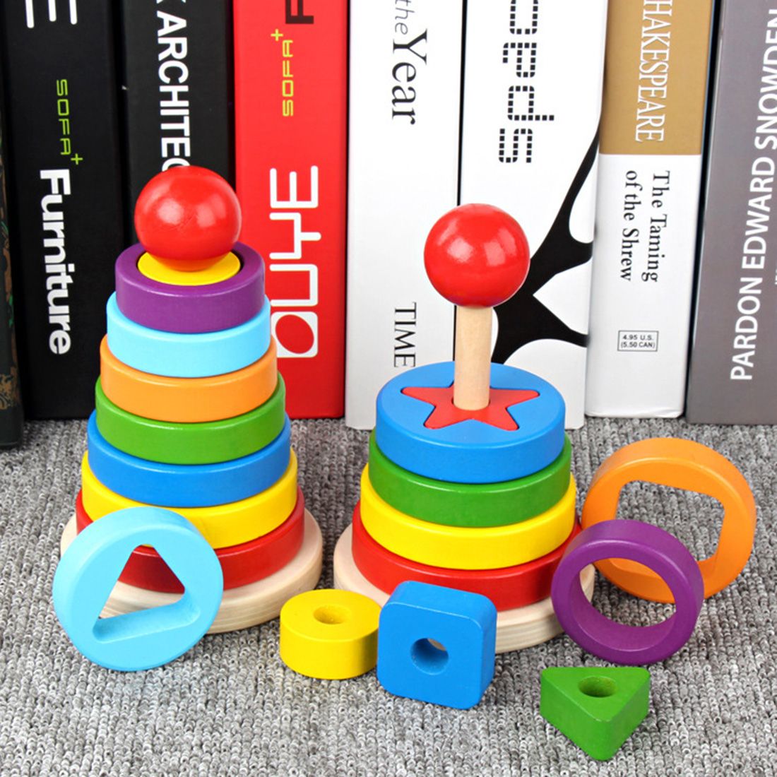 Kids Play Puzzle Game Kids Toys Rainbow Tower Pyramid