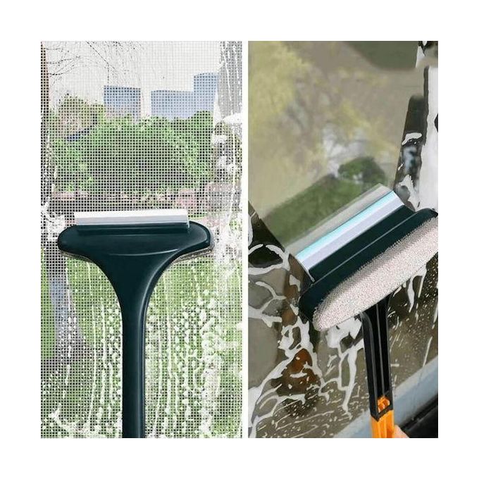 2 in 1 Window Cleaner Brush Glass Cleaning Scraper Wet Dry Double Sided Extendable Window Cleaner/Car Wiper