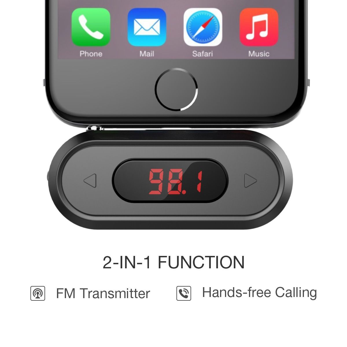 FM Transmitter compatible with iphone,samsung smart phone,ipod,MP3/MP4 player and other devices with 3.5 mm audio jack