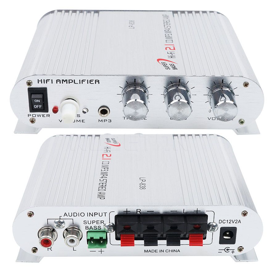 12V 20W HiFi Power Amplifiers CES FOR LVPIN-838 Stereo Home Audio Digital Sound Amplifier 2.1CH House Super Bass Lvpin 838