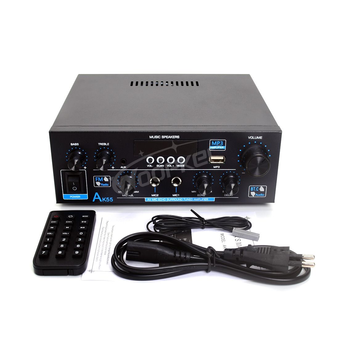 Woopker Amplifier AK55 900W Max 2.0 Channel Rated 70W+70W Bluetooth Audio Hifi AMP Karaoke Music Player