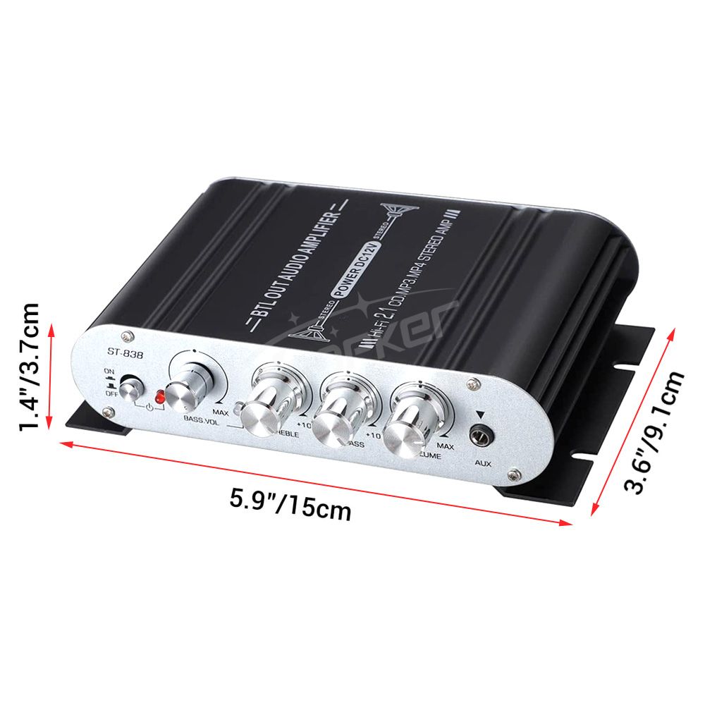 ST838 Sound Amplifier 2.1CH Power Amplifiers For Home Car Meeting Theater AMP 20Wx2+40W Class D Stereo Treble Bass Sound Amplify