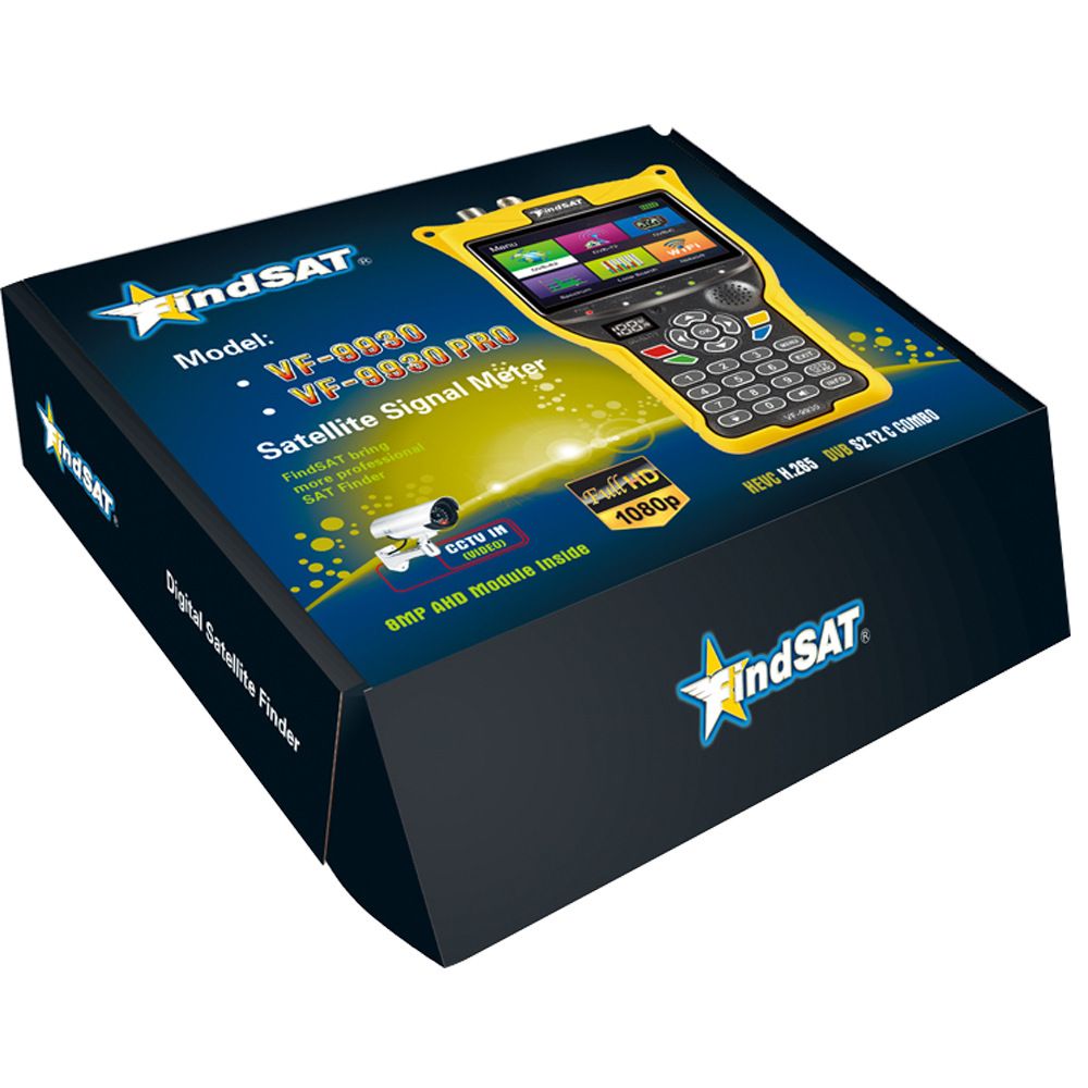 Findsat VF-9930 finder Optional CCTV DVB-S2/T2 MPEG4 H.265 Satellite finder VF9930 HD Satfinder Meter Signal Test 4.3 inch LCD