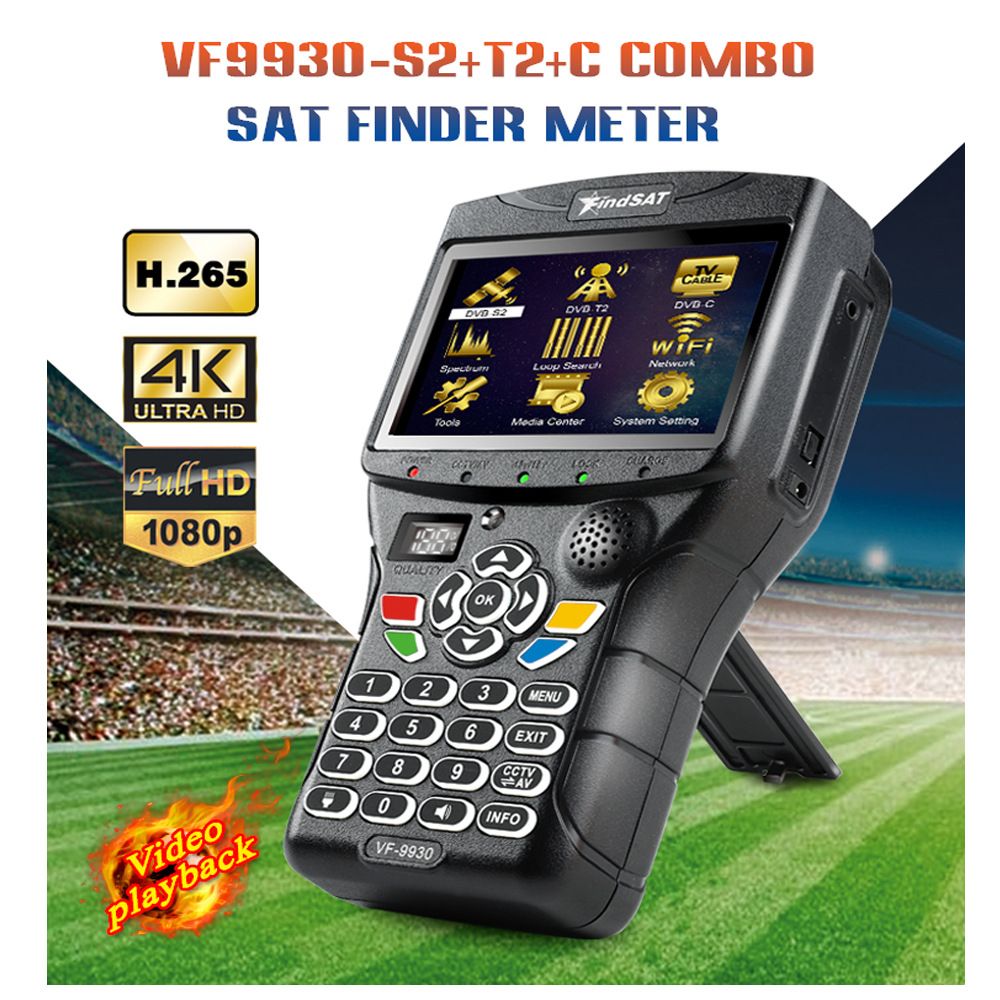 Findsat VF-9930 finder Optional CCTV DVB-S2/T2 MPEG4 H.265 Satellite finder VF9930 HD Satfinder Meter Signal Test 4.3 inch LCD