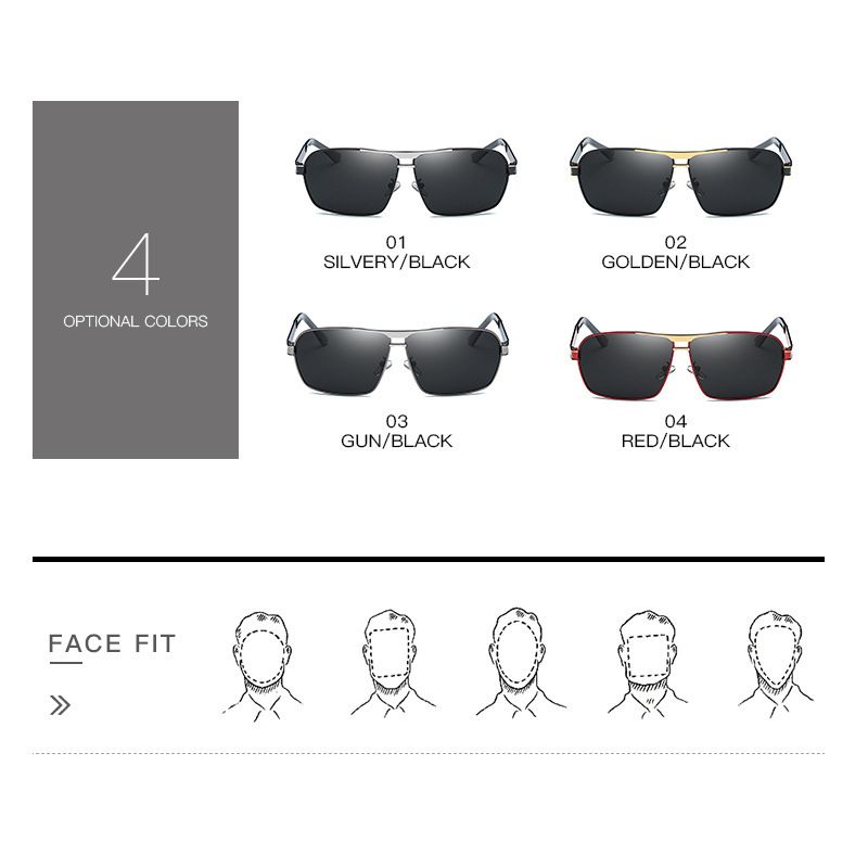 2024 New Brand Classic Pilot Square Polarized Sunglasses Metal Frame Men's Driving Male Sun Glasses Eyewear UV Blocking Luxury