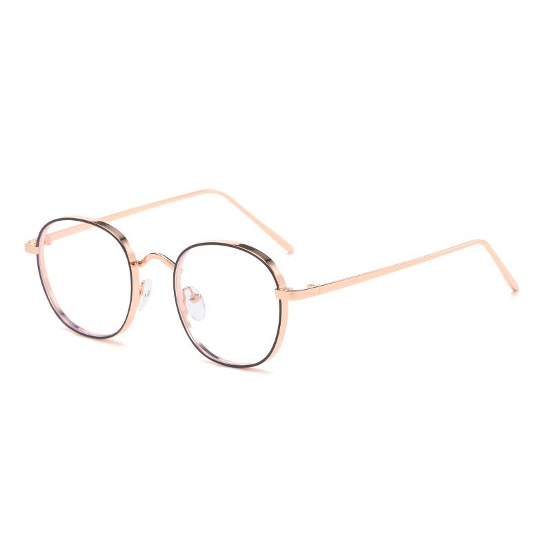 New Fashion Large Frame Anti Blue Light Glasses Frame Men Color Changing Sunshade Women's Glasses Metal Square Flat Light Mirror