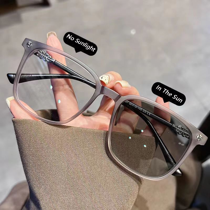 Men Fashion Photochromic Eyeglasses Frames Women Change Color Lens Driving Glasses Frame Anti Blue Light Computer Glasses Male