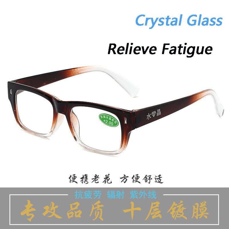 Men's Business Crystal HD Glass  Anti-fatigue Reading Glasses Women PC Frame Natural Stone Readers Presbyopic Diopter +1.0 +4.0