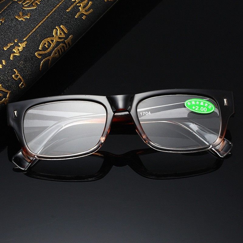 Men's Business Crystal HD Glass  Anti-fatigue Reading Glasses Women PC Frame Natural Stone Readers Presbyopic Diopter +1.0 +4.0