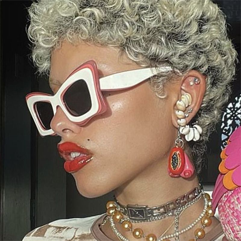 Vintage Patchwork Butterfly Y2k Sunglasses Women New Fashion Brand Candy Color Square Cat Eye Sun Glasses Ladies Sexy Shades
