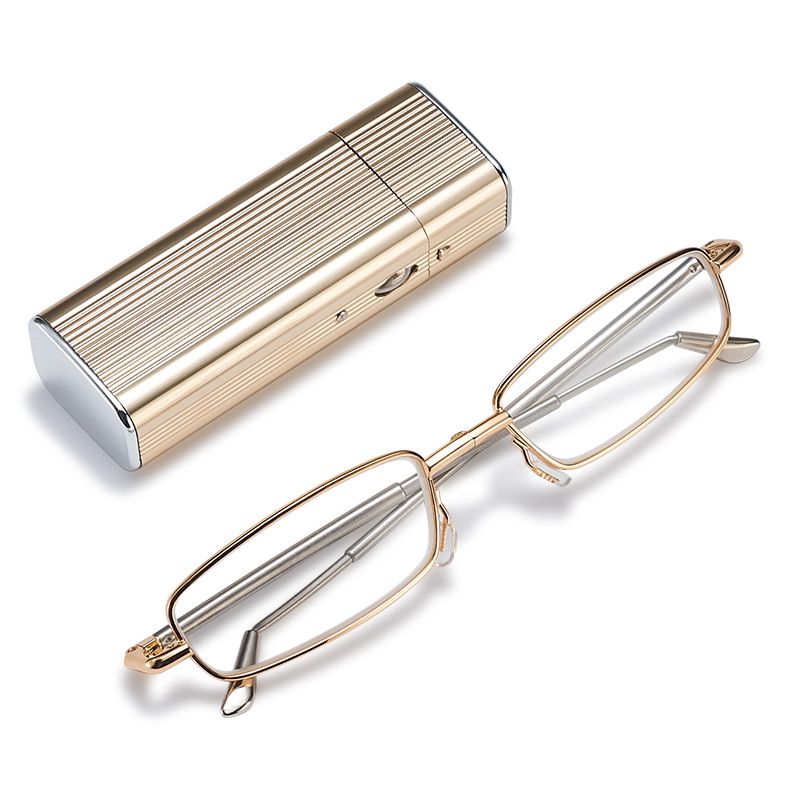 2024 Unisex blue light blocking Gold Reading Glasses Men Women Antenna Folding Spectacles magnifier Computer Presbyopic Eyewear With Box