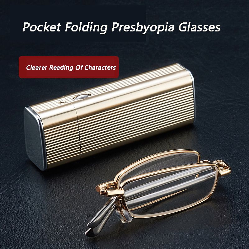 2024 Unisex blue light blocking Gold Reading Glasses Men Women Antenna Folding Spectacles magnifier Computer Presbyopic Eyewear With Box
