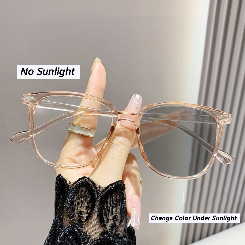 Photosensitive Photochromic Glasses For Men Women Color-changing Anti-blue Light Flat Mirror Outdoor Sunglasses Computer Goggles