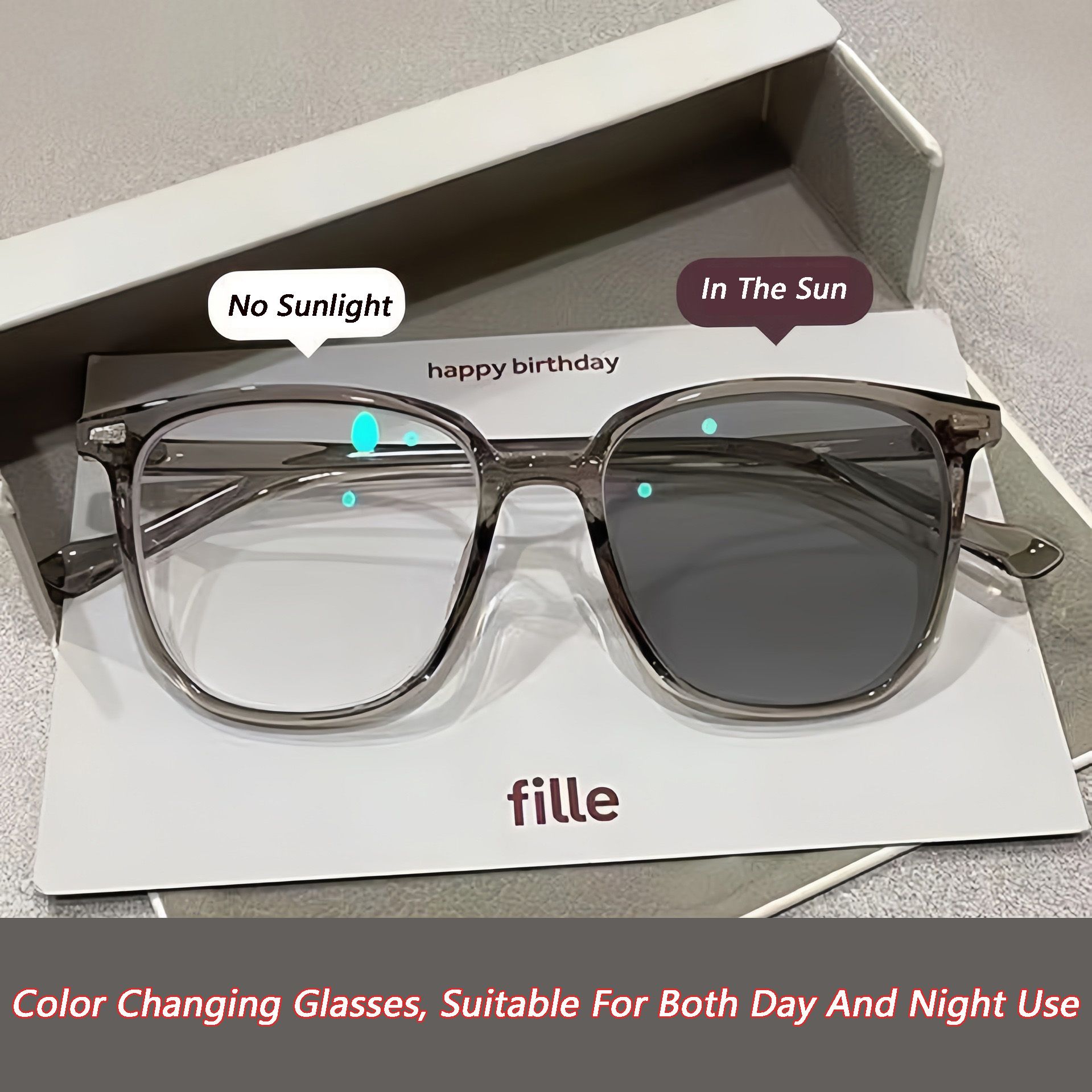 Photosensitive Photochromic Glasses For Men Women Color-changing Anti-blue Light Flat Mirror Outdoor Sunglasses Computer Goggles