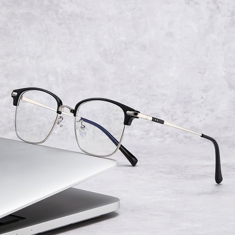 Fashion Anti-Blue Light Glasses Classic Women Men Ultra Light Metal Frame Glasses Office Computer Goggles Eye Protection Black