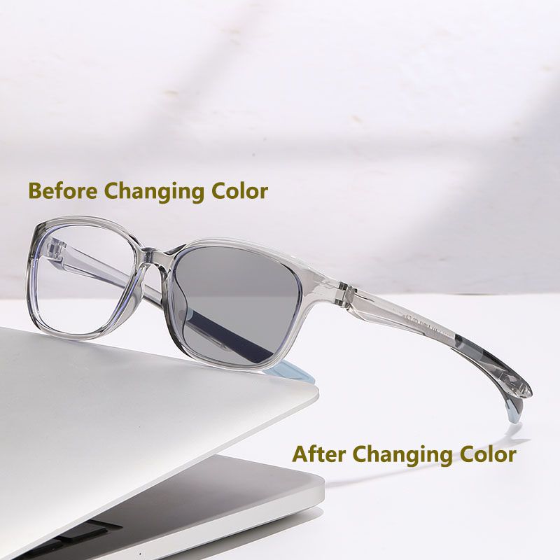 Fashion Square Photochromic Glasses Frame Men Women Luxury Ultra Light TR90 Anti Blue Light Sun Glasses Outdoor Chameleon Shades