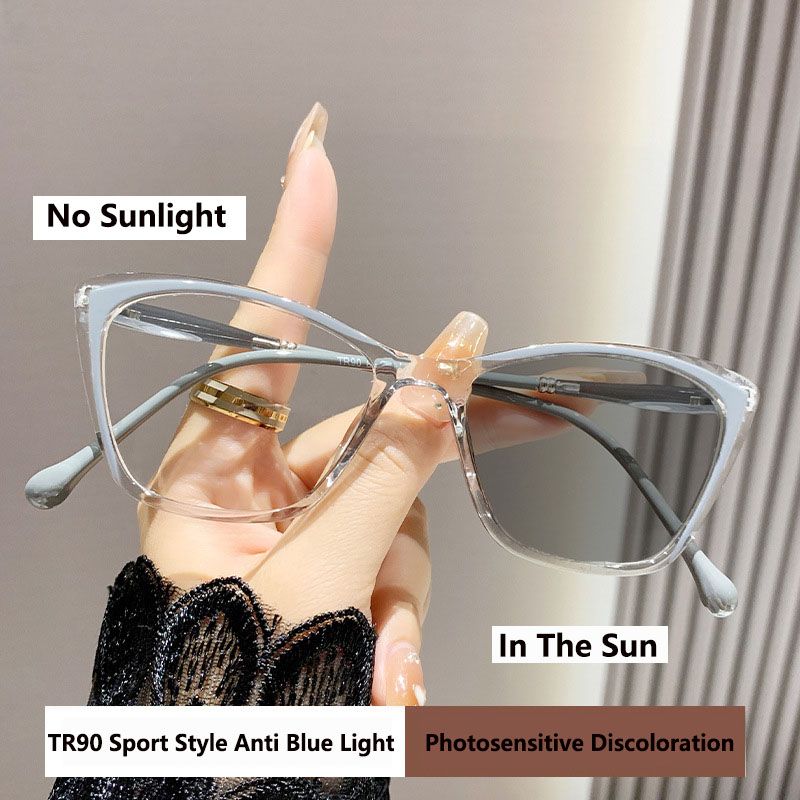 New Fashion Intelligent Photochromic Glasses Frame Men Women Color Changing Eyeglasses Unisex Cat Eye Travel UV400 Sunglasses