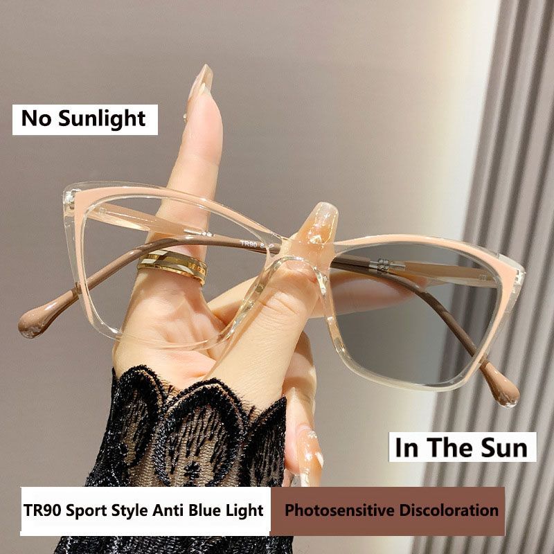 New Fashion Intelligent Photochromic Glasses Frame Men Women Color Changing Eyeglasses Unisex Cat Eye Travel UV400 Sunglasses