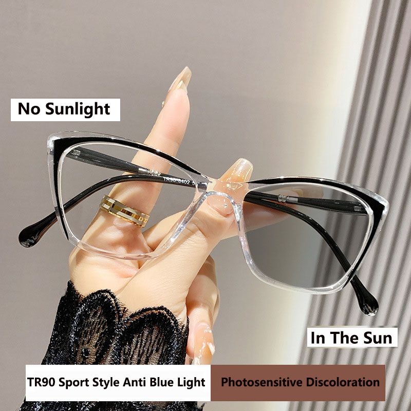 New Fashion Intelligent Photochromic Glasses Frame Men Women Color Changing Eyeglasses Unisex Cat Eye Travel UV400 Sunglasses