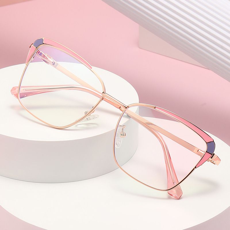 Half Frame Cat Eye Eyeglasses Frames Women Brand Designer Fashion Anti Blue Light Computer Eye Glasses Ladies Optical Eyewear