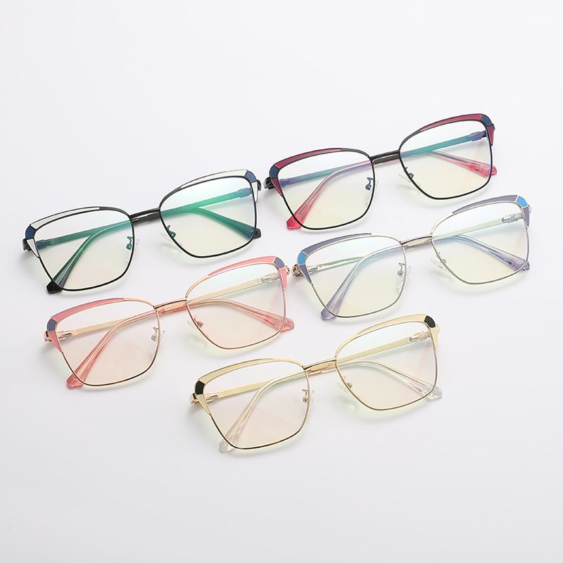 Half Frame Cat Eye Eyeglasses Frames Women Brand Designer Fashion Anti Blue Light Computer Eye Glasses Ladies Optical Eyewear