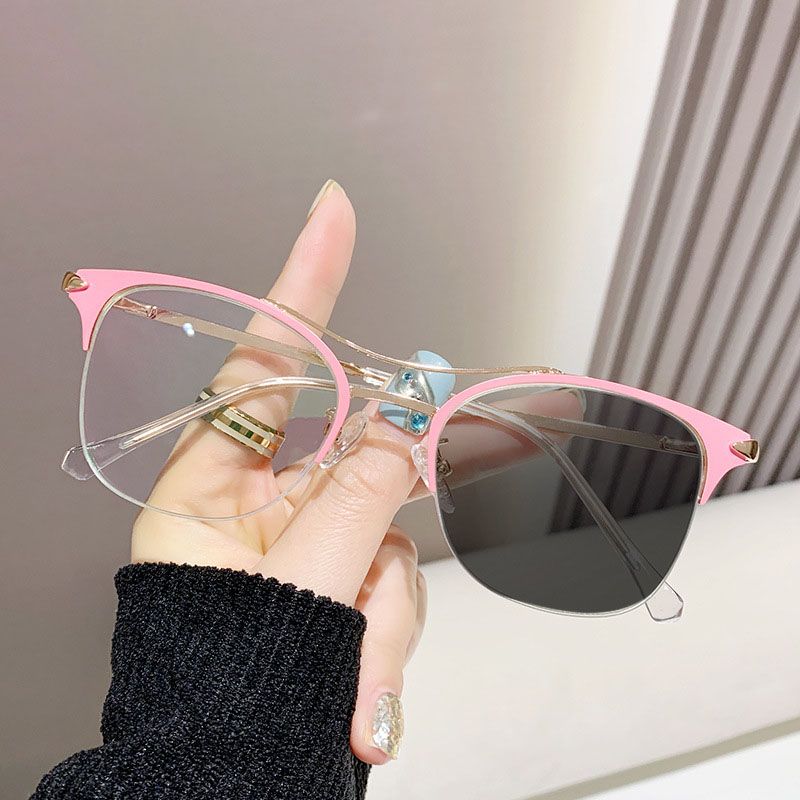 Metal Round Anti Blue Light Glasses Women Men Photochromism Square Eyeglasses Frames Transparent Computer Glasses Oculos Female