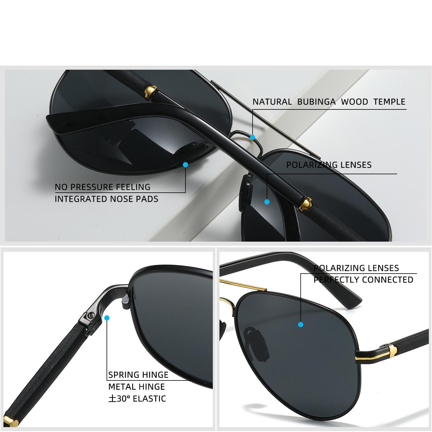 Pilot Alloy Men‘S Sunglasses Polarization UV400 Anti-Reflection Full Frame Glasses Women Retro Luxury Driving Fishing Eyewear