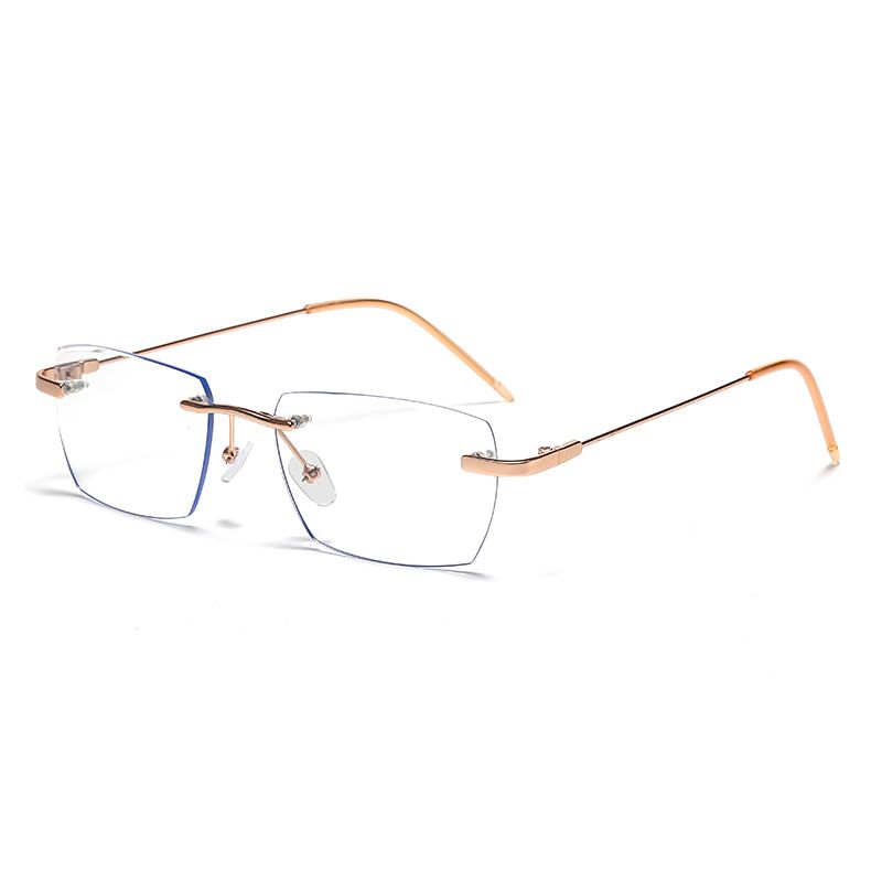 Intelligent Photochromic Anti-blue Glasses Frameless Temperament Flat Lens Burst Glasses Men UV400 Driving Men's Sun Glasses