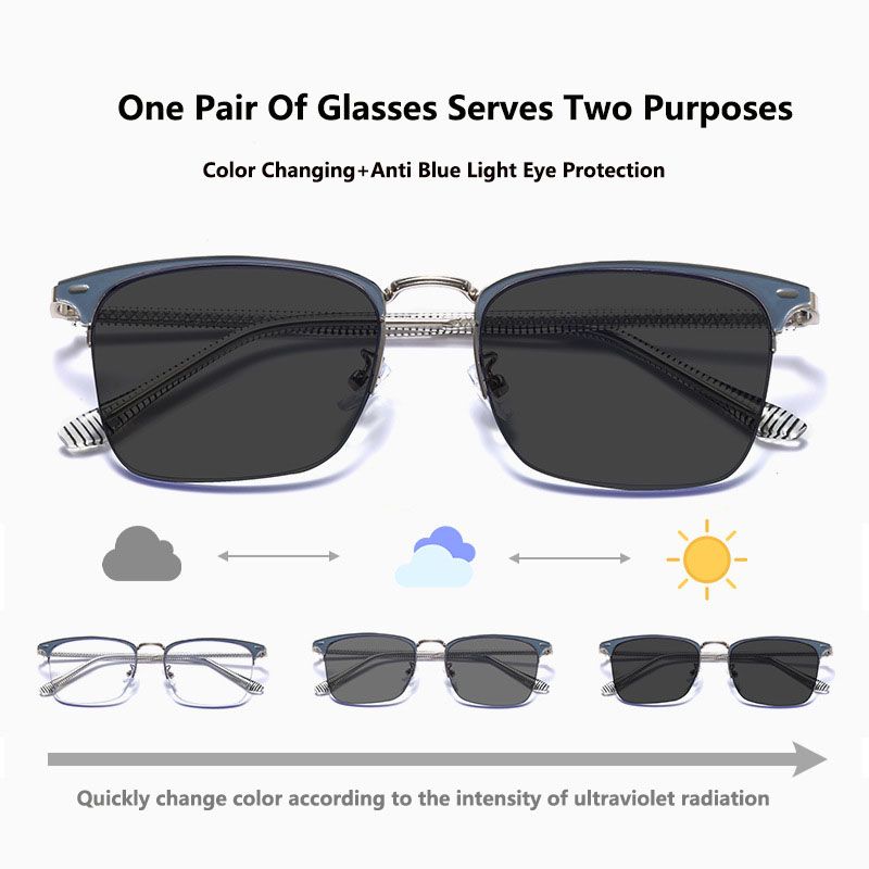 Classic Men Women Color Changing Anti-blue Glasses Luxury Outdoor Photochromic Fashion Light Finished UV400 Sunglasses Eyewear ﻿