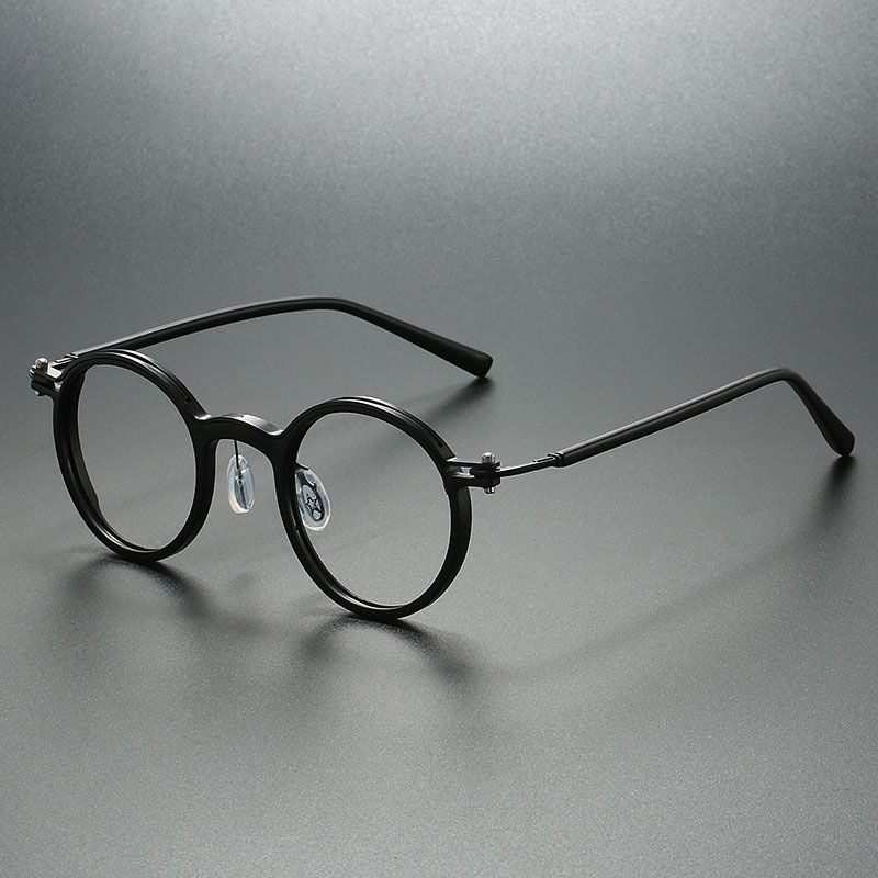 2025 New Brand Vintage Fashion Eyeframe Glasses Frame Men's and Women's Round Frame Punk Metal Anti Blue Light Flat Computer Lens Glasses