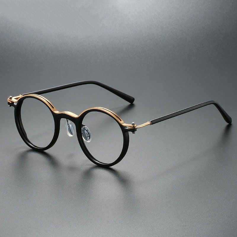 2025 New Brand Vintage Fashion Eyeframe Glasses Frame Men's and Women's Round Frame Punk Metal Anti Blue Light Flat Computer Lens Glasses