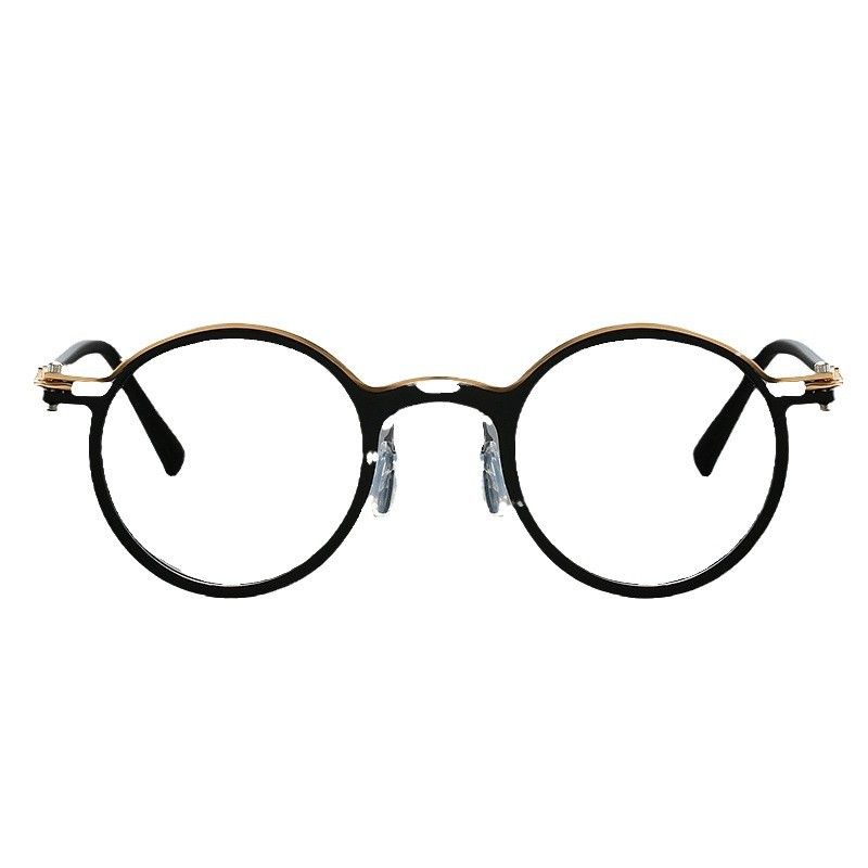 2025 New Brand Vintage Fashion Eyeframe Glasses Frame Men's and Women's Round Frame Punk Metal Anti Blue Light Flat Computer Lens Glasses