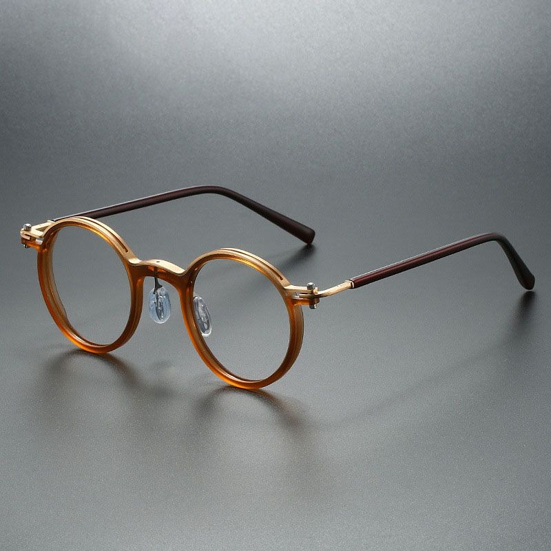 2025 New Brand Vintage Fashion Eyeframe Glasses Frame Men's and Women's Round Frame Punk Metal Anti Blue Light Flat Computer Lens Glasses