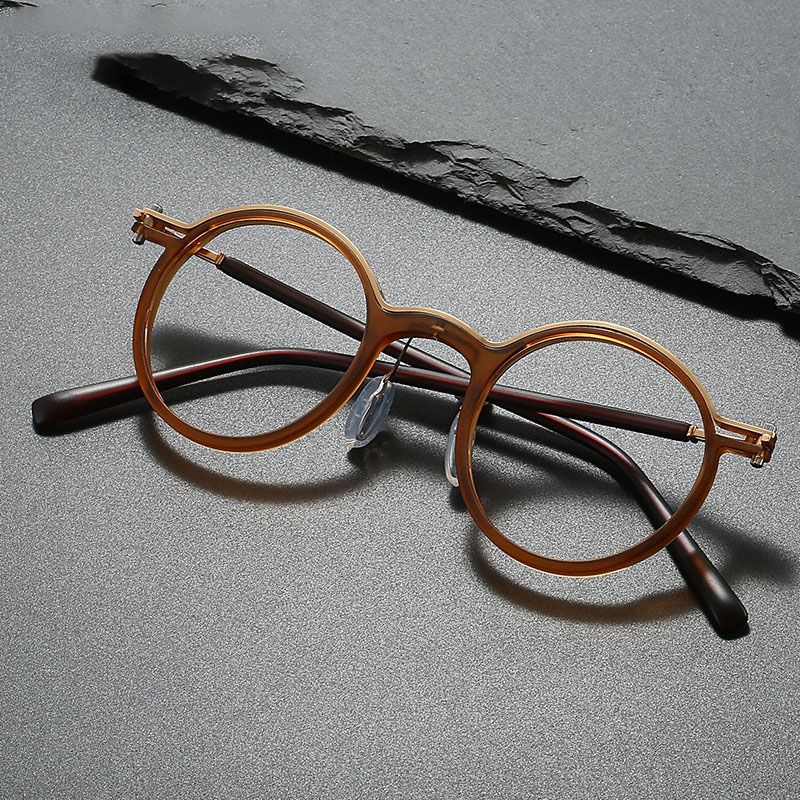 2025 New Brand Vintage Fashion Eyeframe Glasses Frame Men's and Women's Round Frame Punk Metal Anti Blue Light Flat Computer Lens Glasses